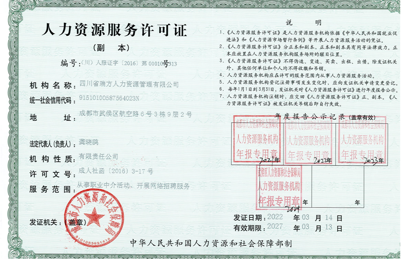 社保服務資質證書2 五險一金